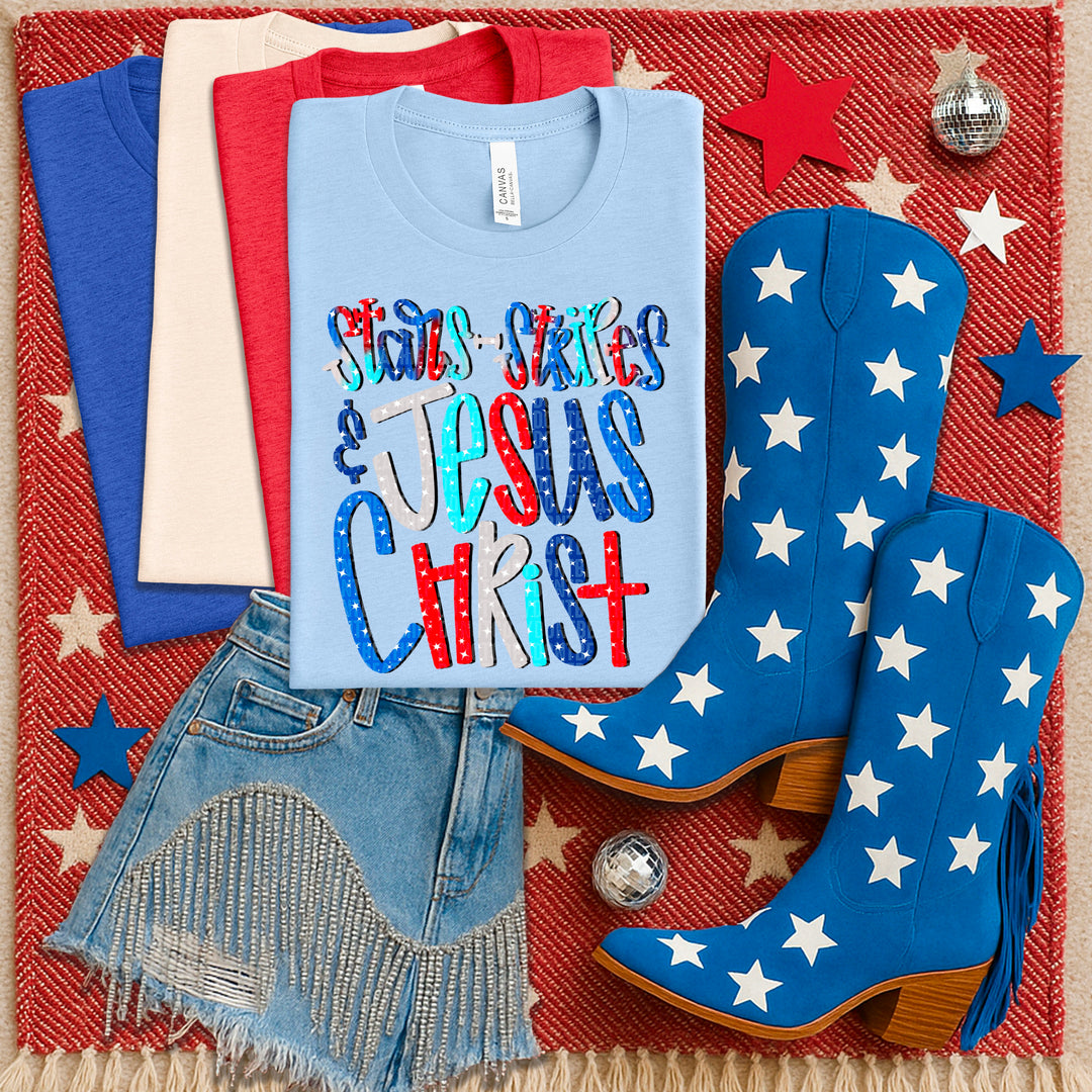 Stars Stripes Jesus DTF Print