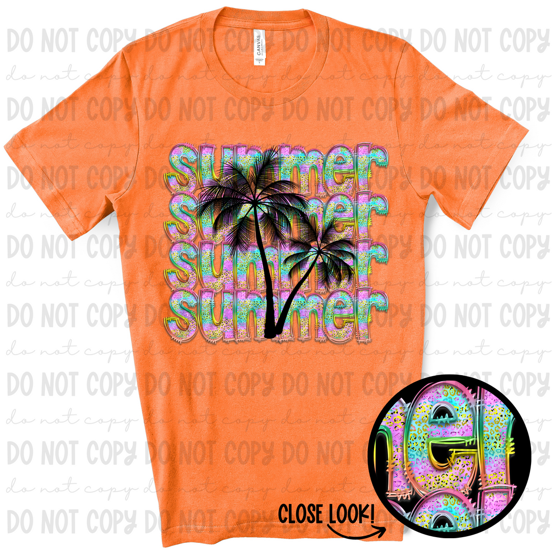 Summer Palm Tree Stacked DTF Print