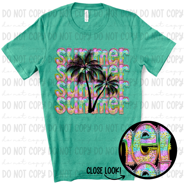 Summer Palm Tree Stacked DTF Print