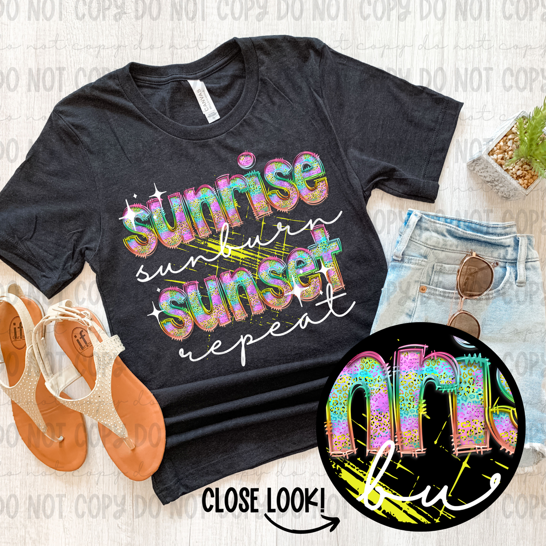 Sunrise Sunburn Sunset Repeat DTF Print