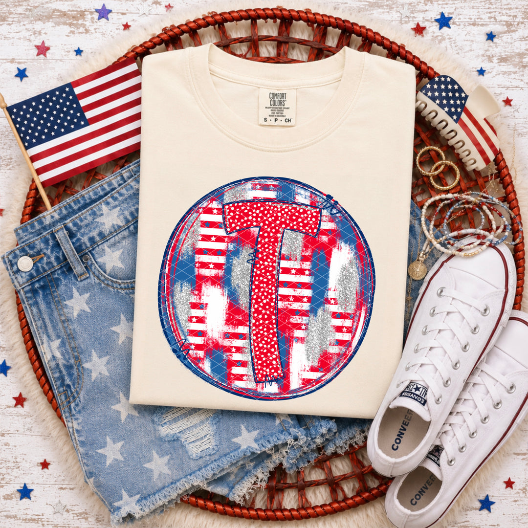Patriotic Brush Strokes Letter Collection DTF Print
