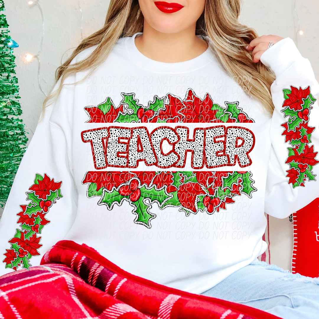 Split Holly Teacher FRONT DTF Print