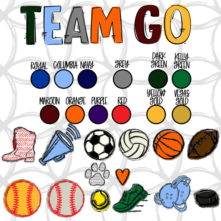 Custom Go Team Spirit Design Mockup Fee ONLY - No Prints - No Digitals