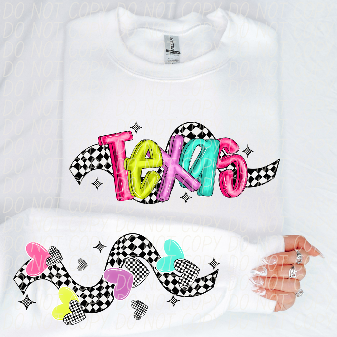 Bright Checkered States SLEEVE DTF Print