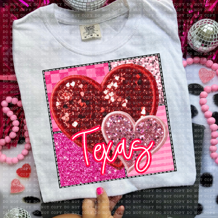 Sparkle Heart States DTF Print