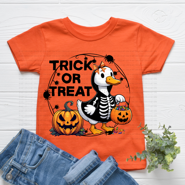 Trick or Treat Skeleton Duck DTF Print