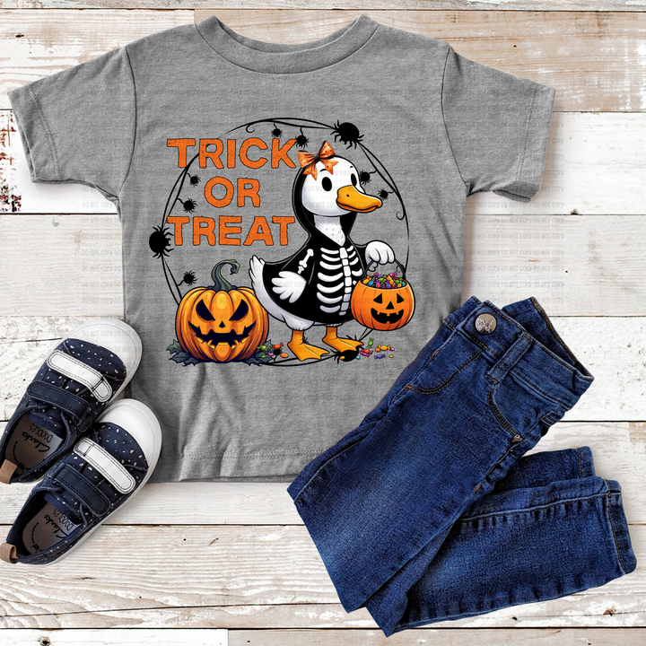 Trick or Treat Skeleton Duck DTF Print