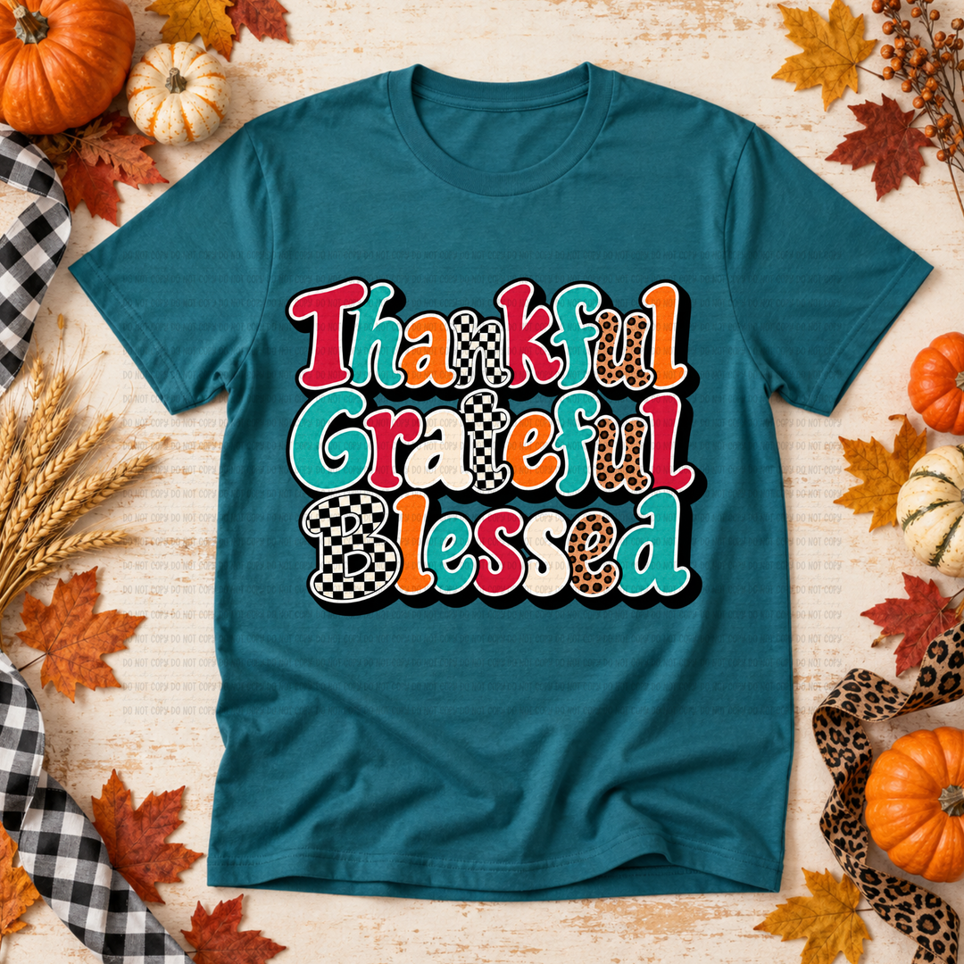 Thankful Greatful Blessed DTF Print