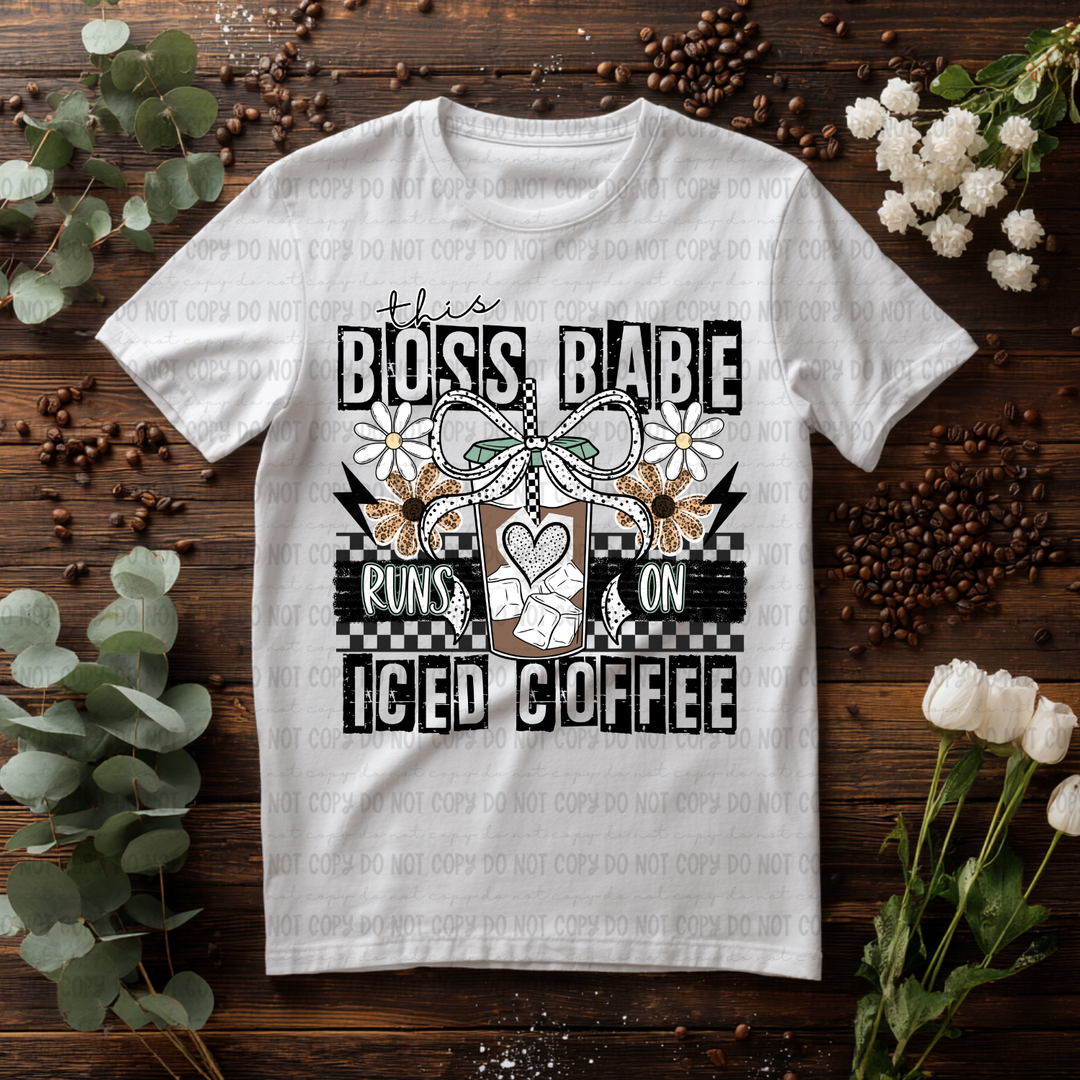 Runs On Iced Coffee  DTF Print