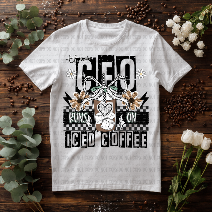 Runs On Iced Coffee  DTF Print