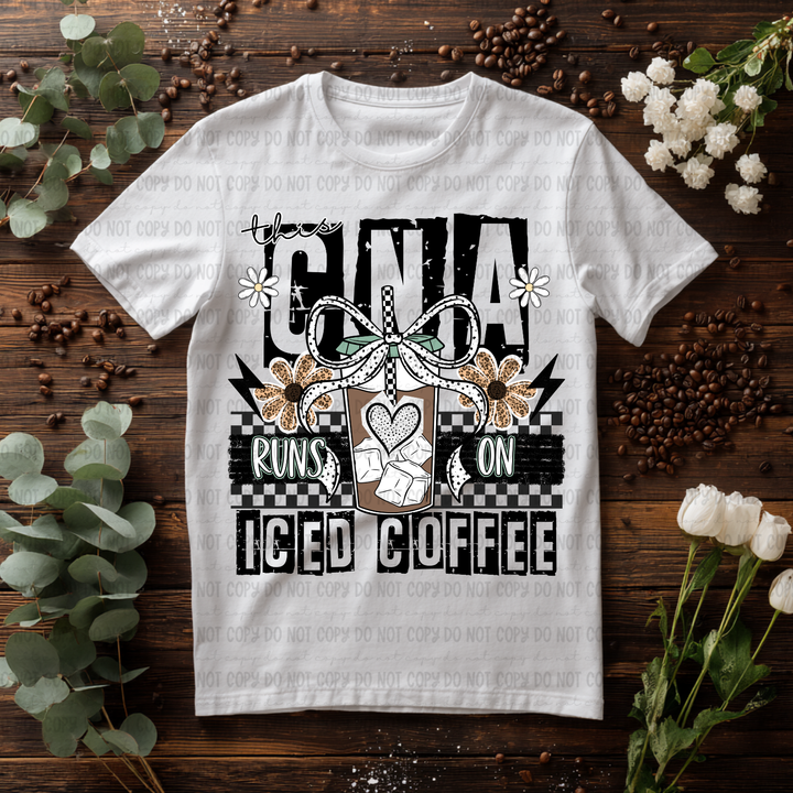 Runs On Iced Coffee  DTF Print
