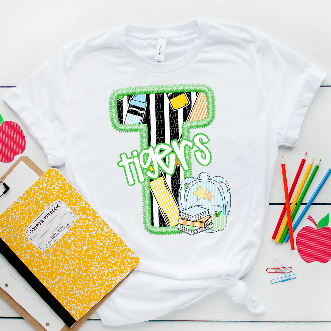 Green Letter Back to School Mascots Youth DTF Print