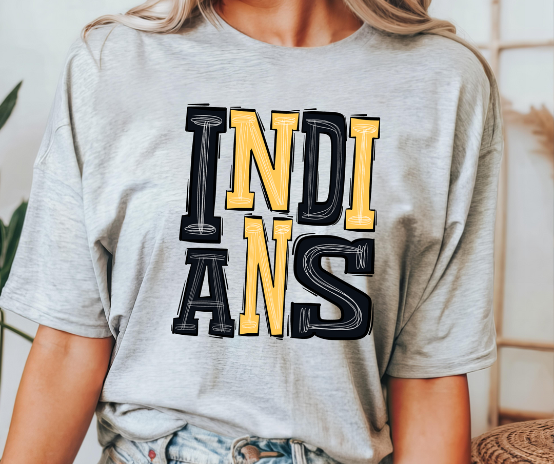 Indians Yellow Gold Sporty Mascot DTF Print