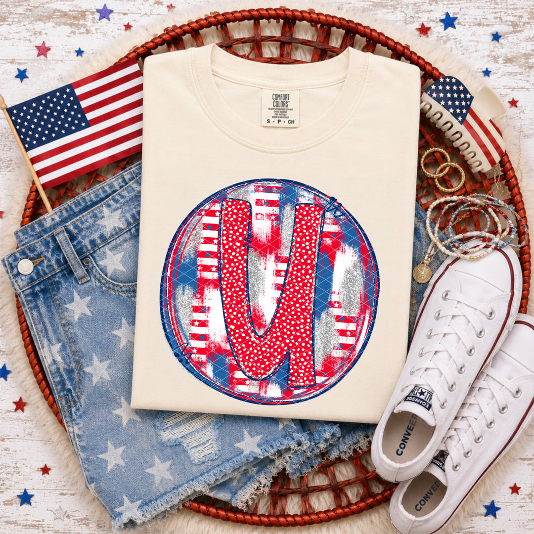 Patriotic Brush Strokes Letter Collection DTF Print