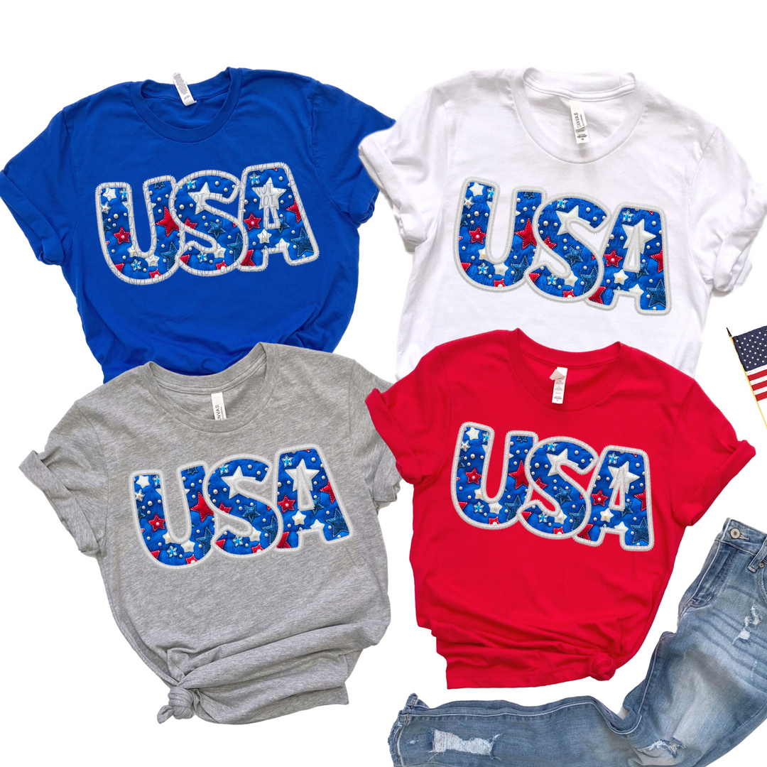 USA Faux Embroidery DTF Print