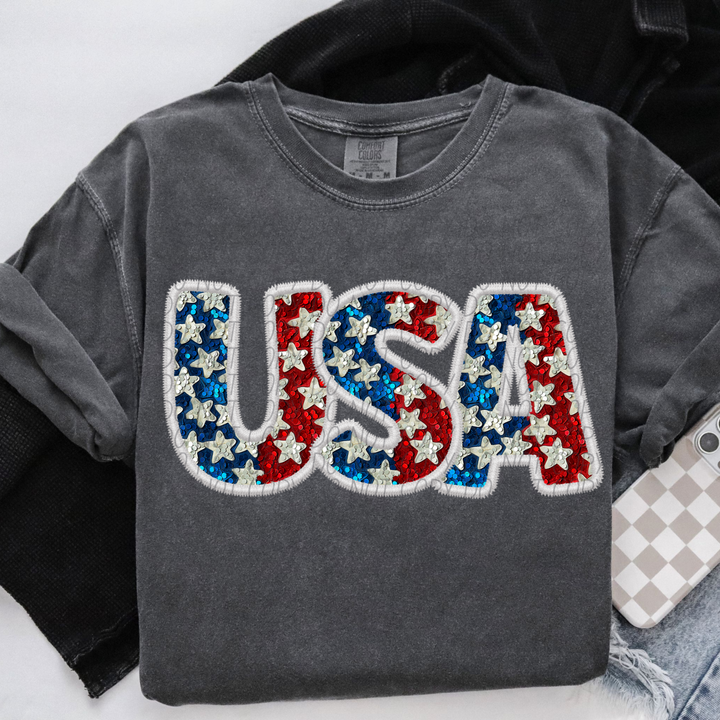 USA Glitter Stars DTF Print
