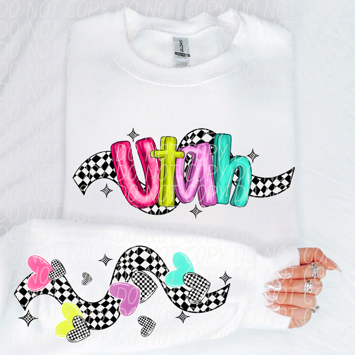 Bright Checkered States SLEEVE DTF Print