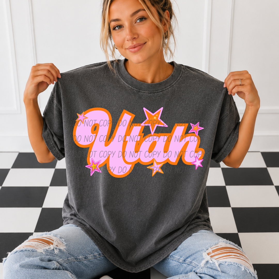 Pink and Orange States DTF Print