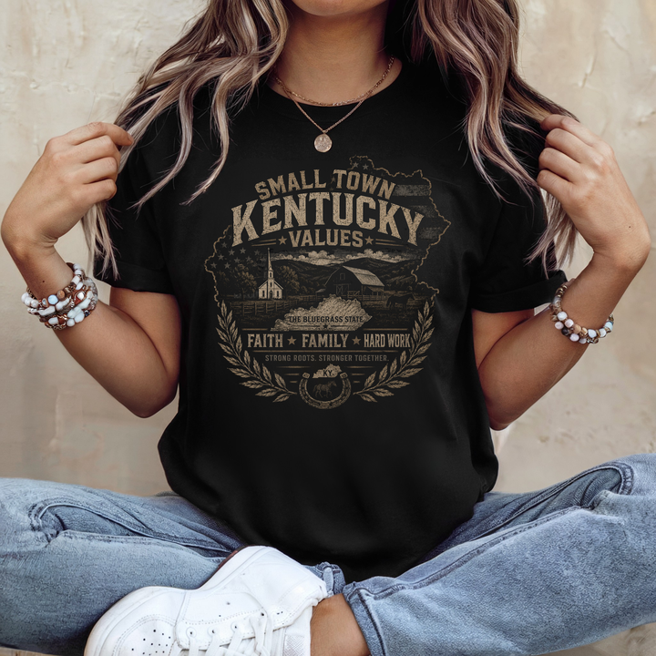 Small Town Kentucky Values Printed Tee