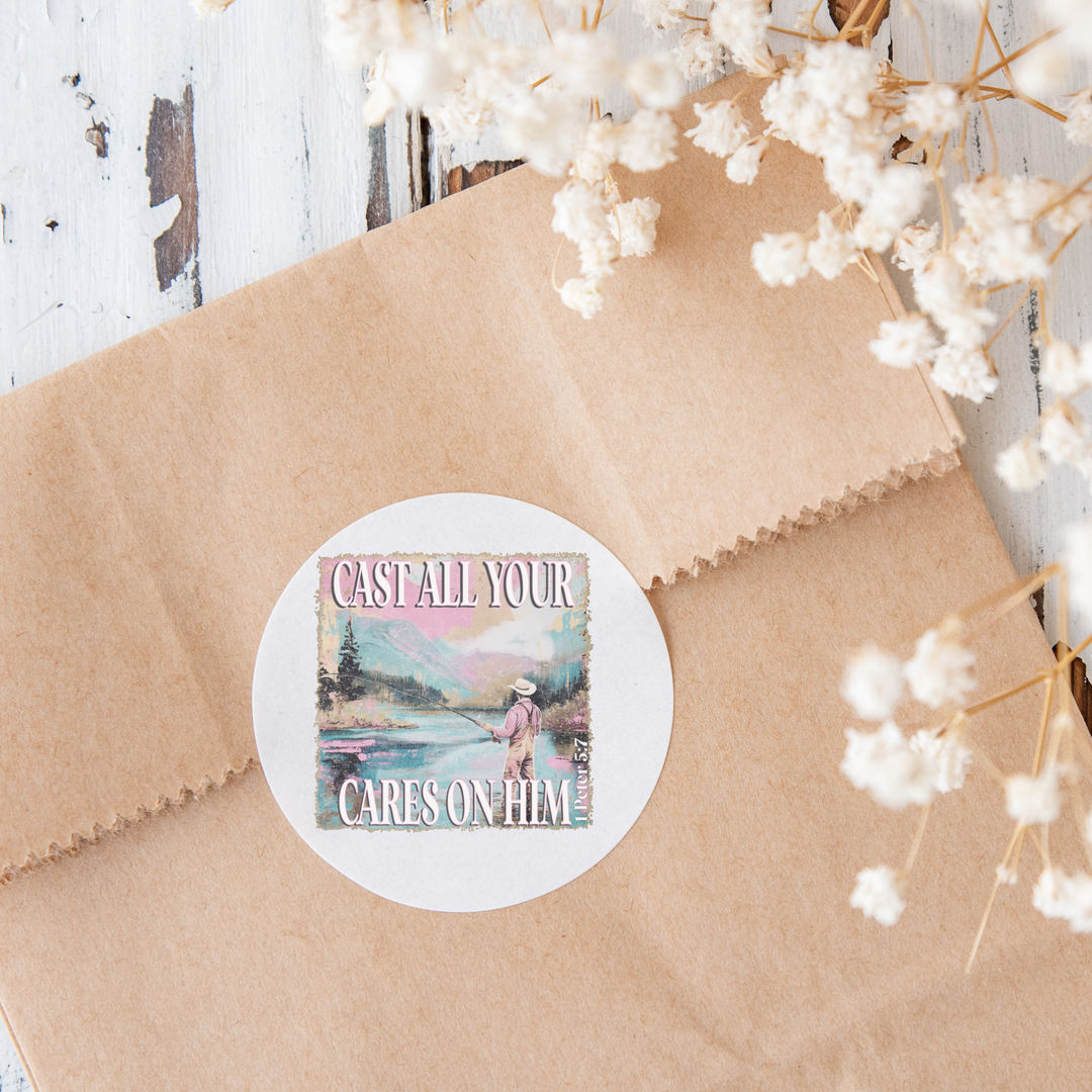 Cast All Your Cares On Him Die Cut Stickers