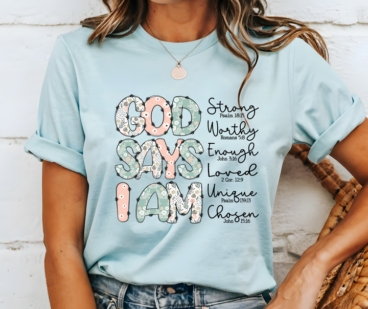 God Says I Am Floral DTF Print