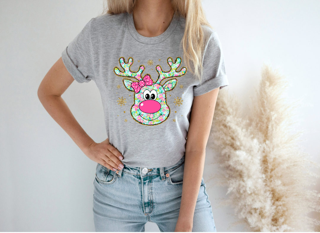 Reindeer Floral DTF Print