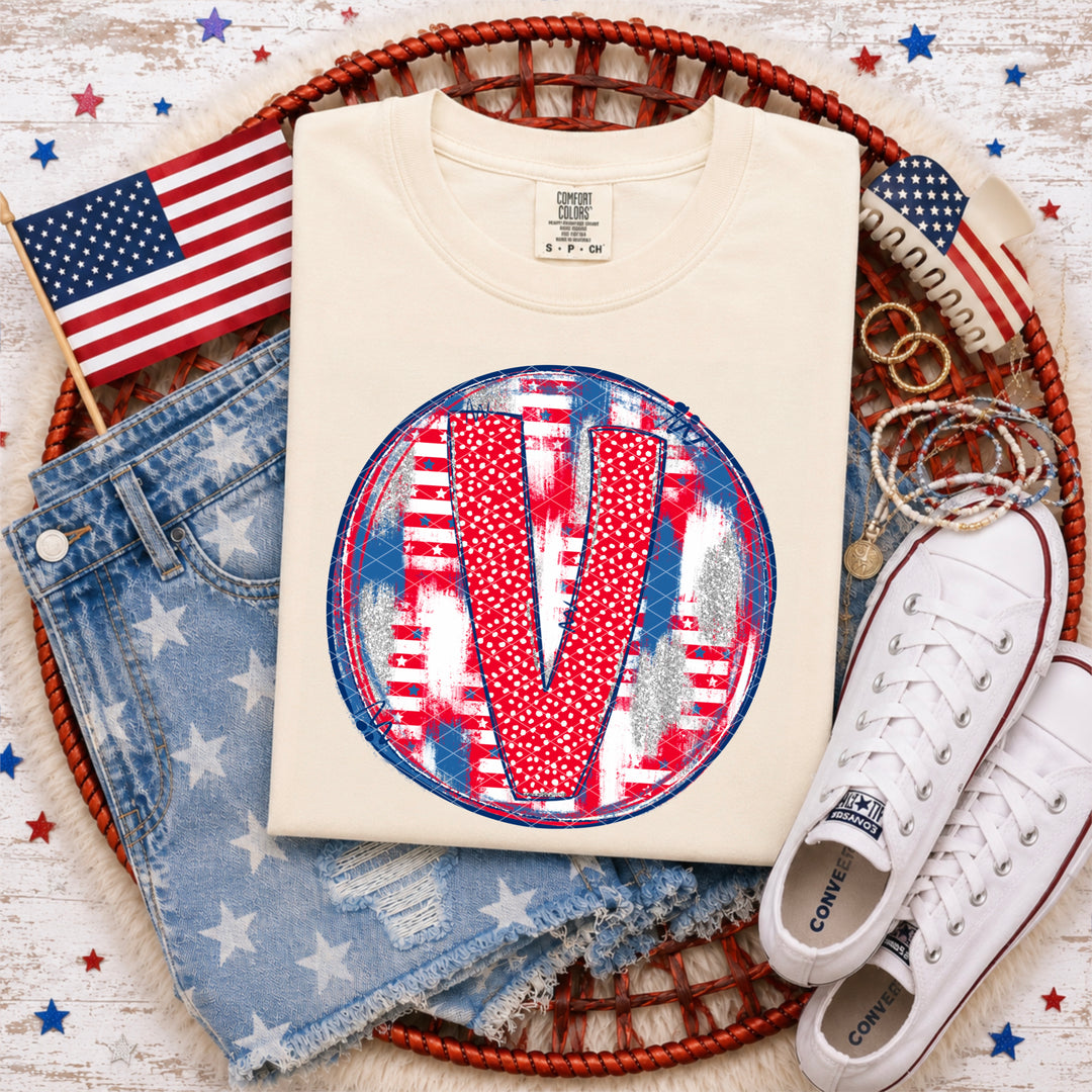 Patriotic Brush Strokes Letter Collection DTF Print