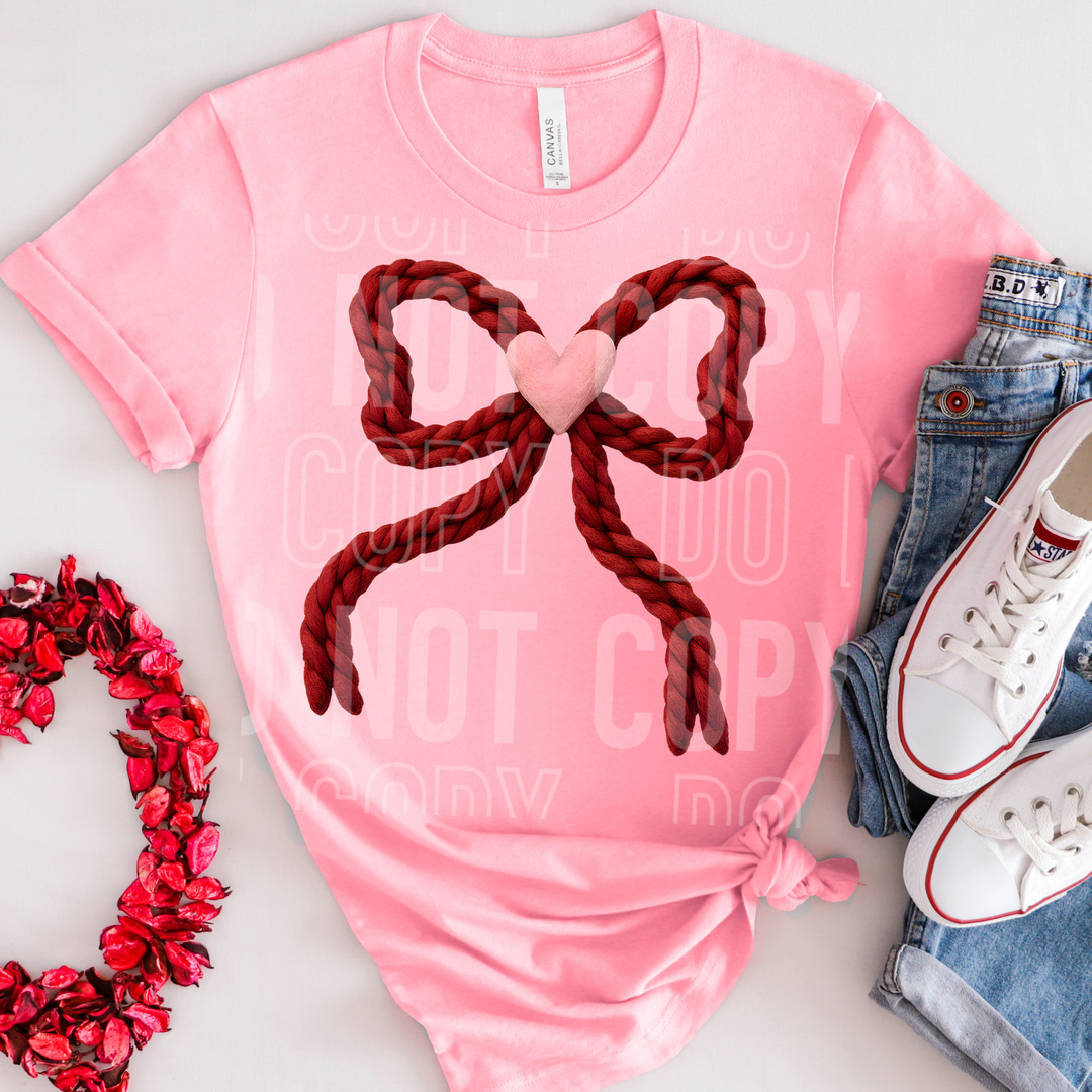 Valentines Bow Yarn DTF Print