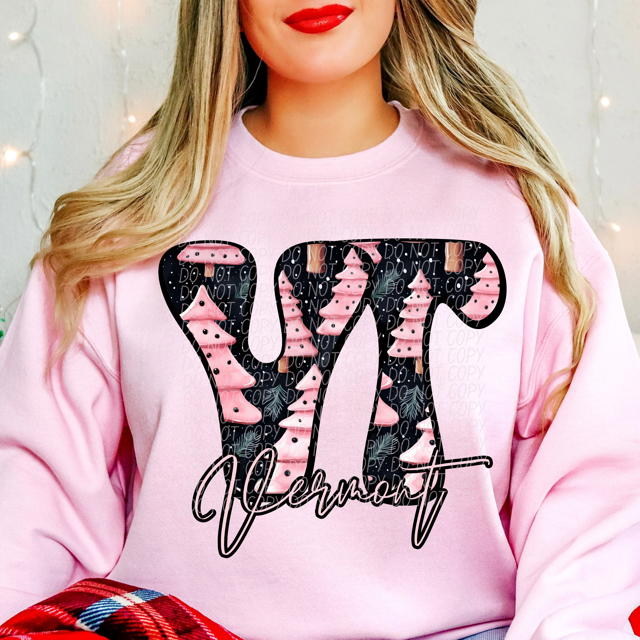 Pink Christmas States DTF Print