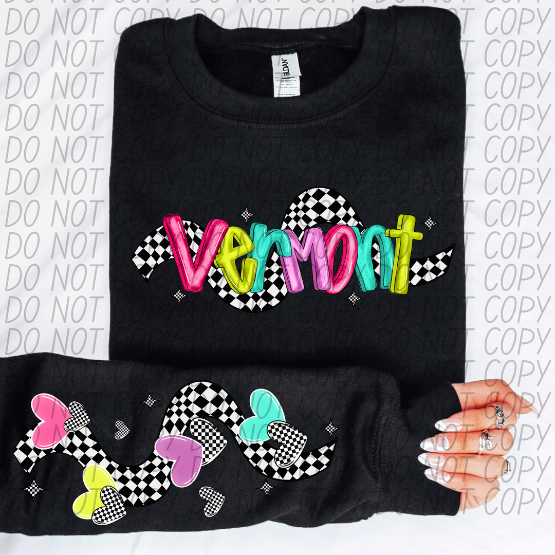 Bright Checkered States SLEEVE DTF Print