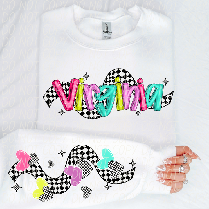 Bright Checkered States SLEEVE DTF Print