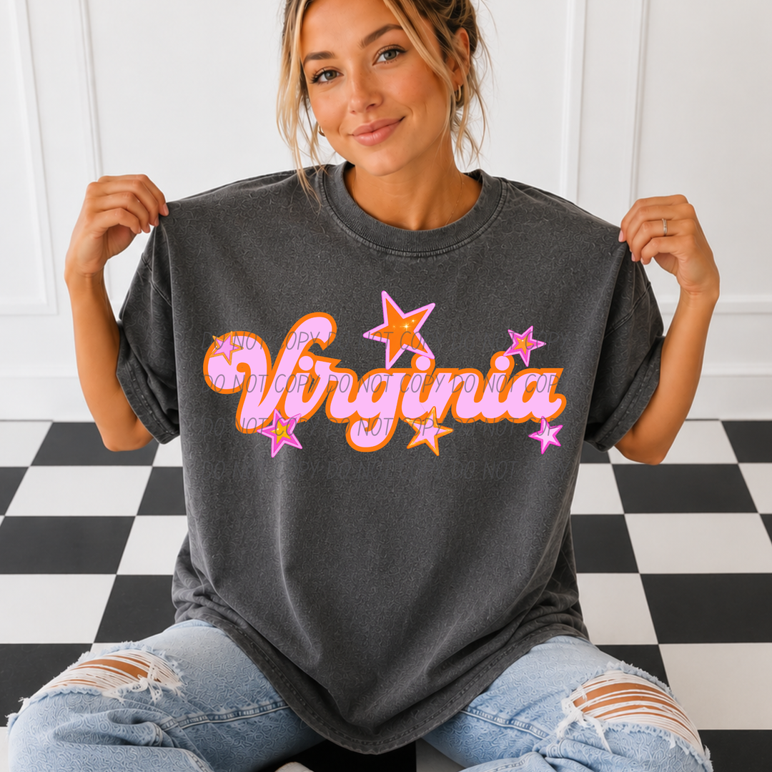 Pink and Orange States DTF Print