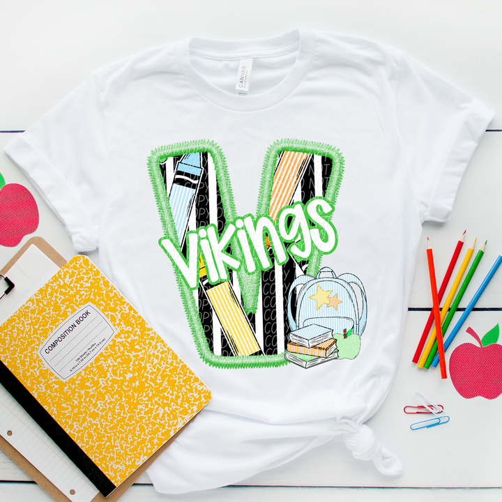 Green Letter Back to School Mascots Youth DTF Print