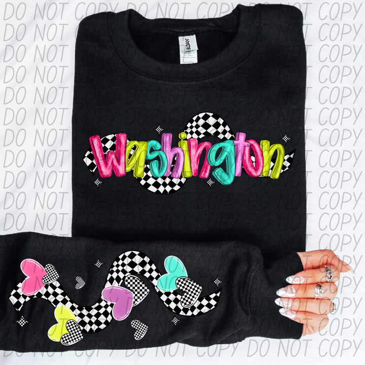 Bright Checkered States SLEEVE DTF Print