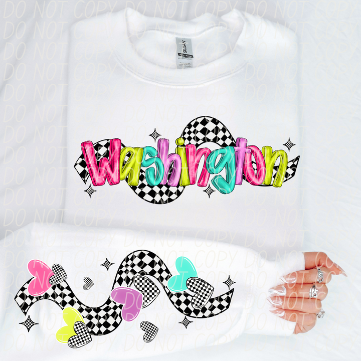 Bright Checkered States SLEEVE DTF Print