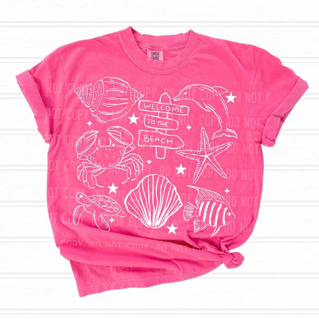 Welcome To The Beach Doodle DTF Print