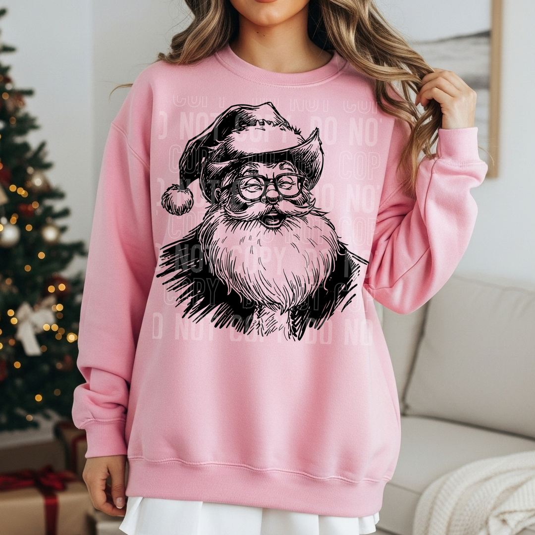 Western Santa Sketch DTF Print