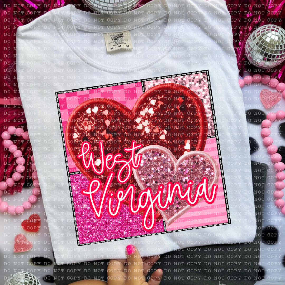 Sparkle Heart States DTF Print