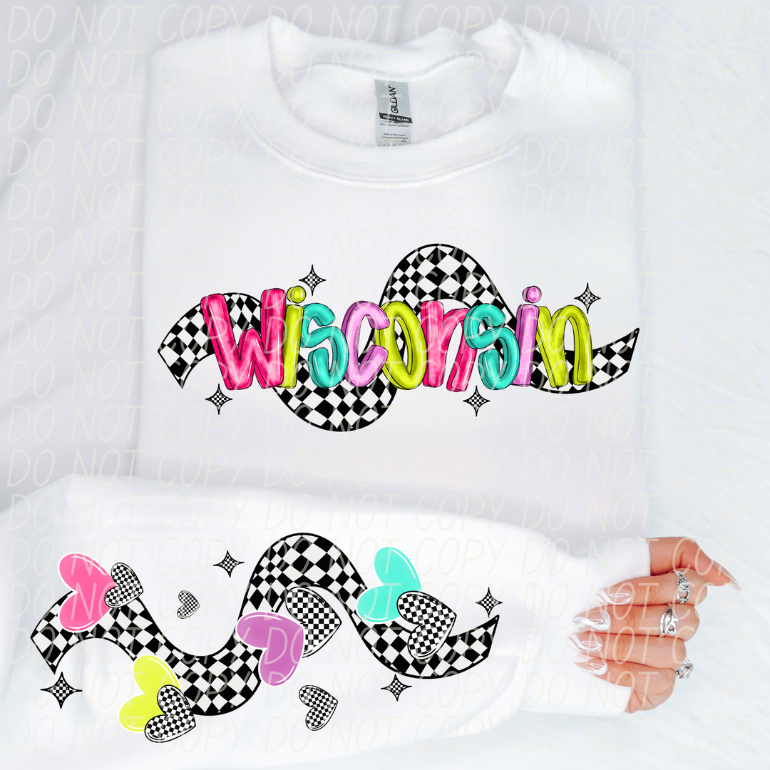 Bright Checkered States SLEEVE DTF Print