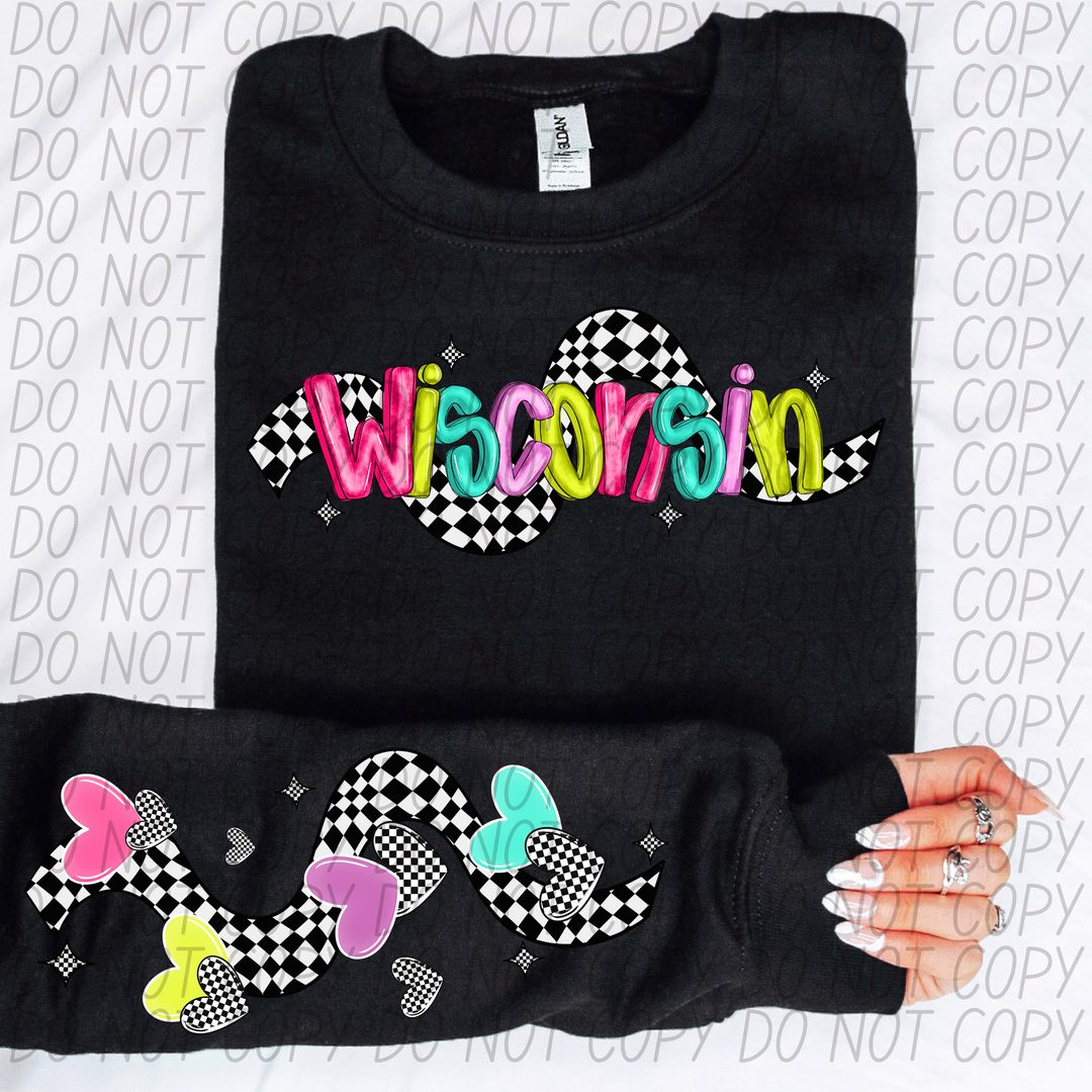 Bright Checkered States SLEEVE DTF Print