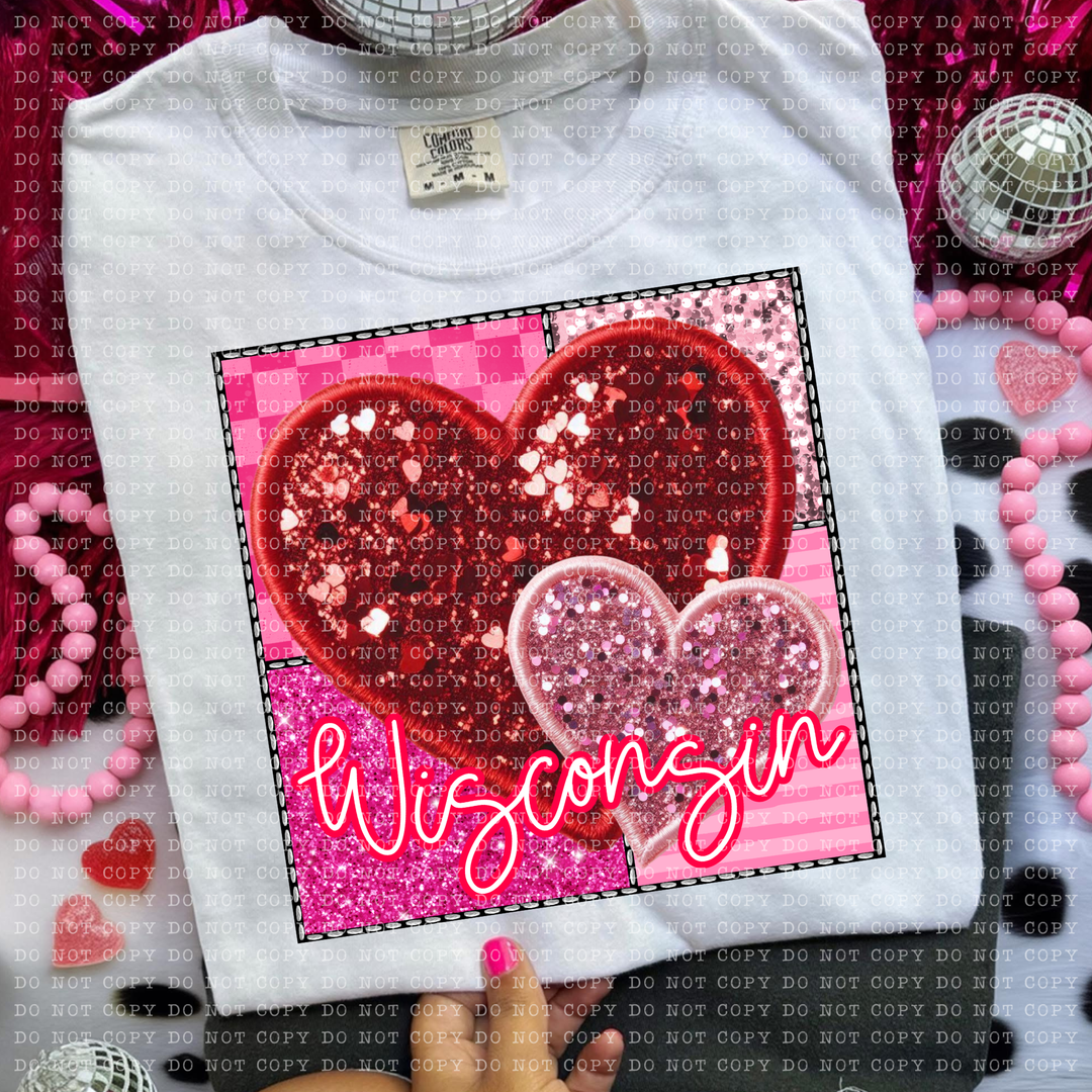 Sparkle Heart States DTF Print