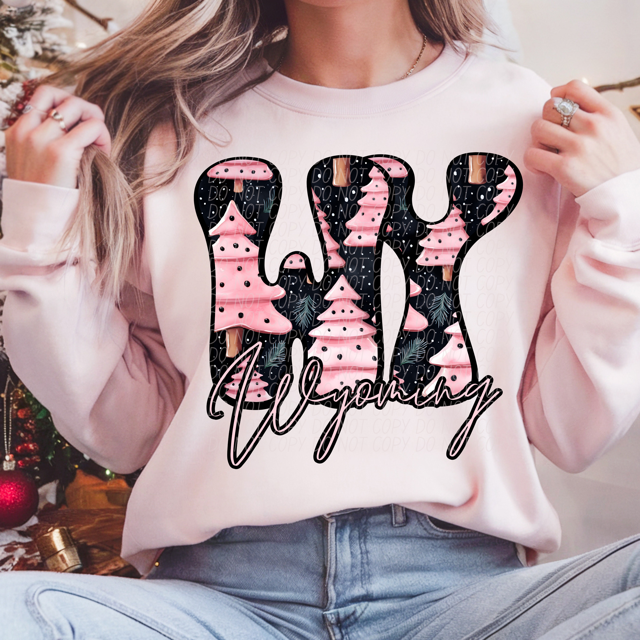 Pink Christmas States DTF Print