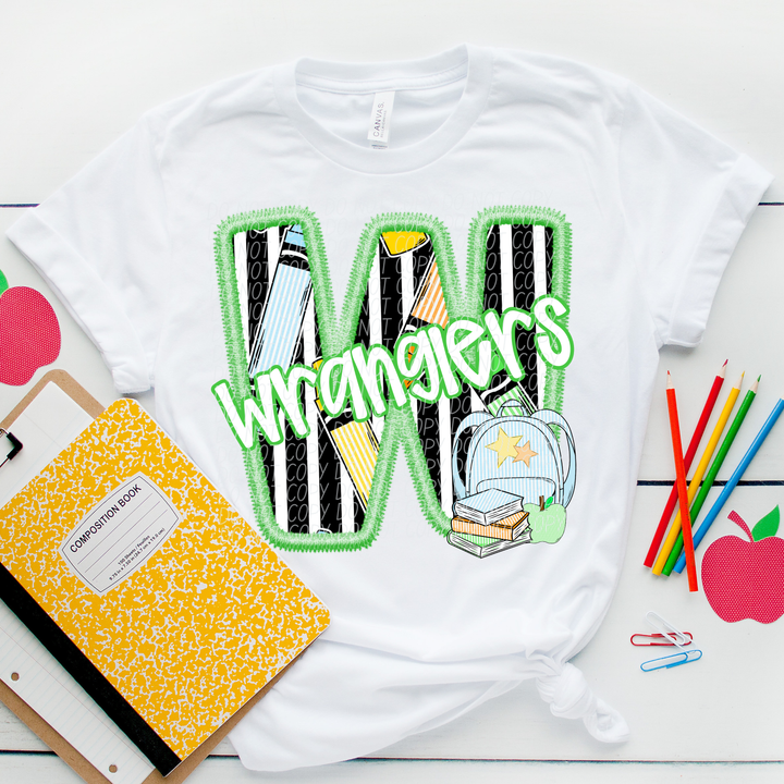 Green Letter Back to School Mascots Youth DTF Print