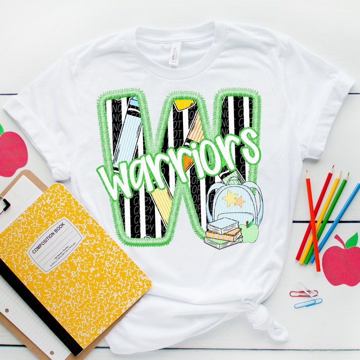 Green Letter Back to School Mascots Youth DTF Print