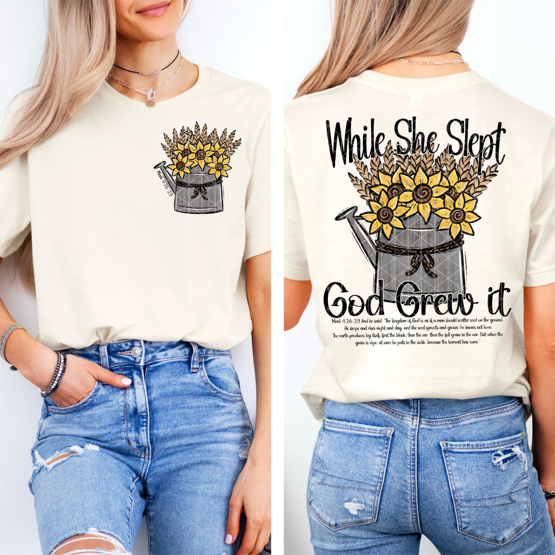 While She Slept God Grew It POCKET DTF Print