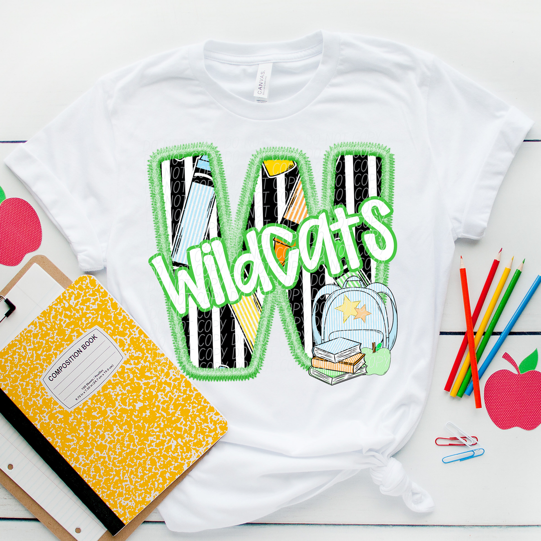 Green Letter Back to School Mascots Youth DTF Print