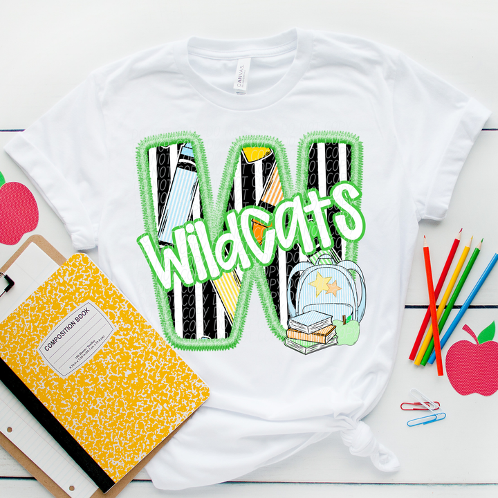 Green Letter Back to School Mascots Youth DTF Print