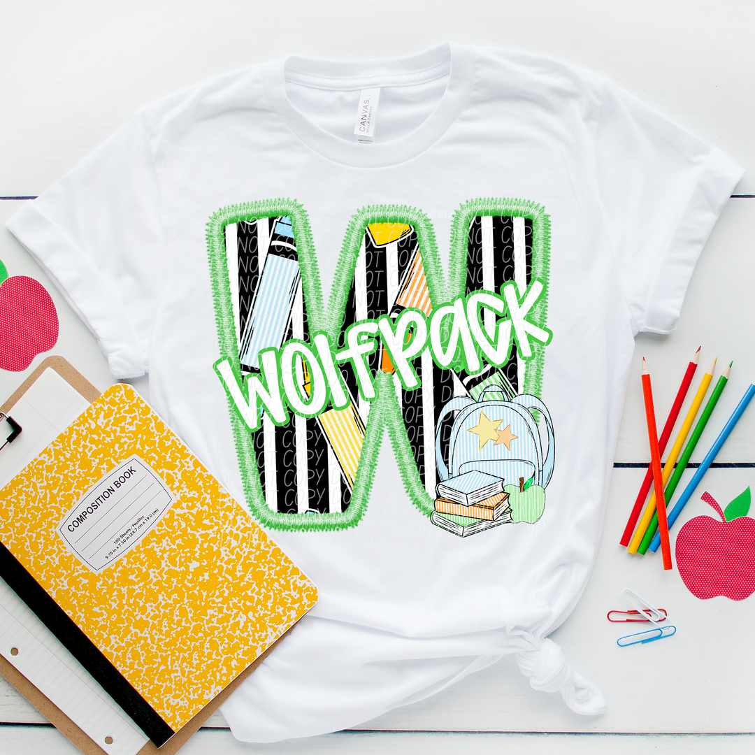 Green Letter Back to School Mascots Youth DTF Print