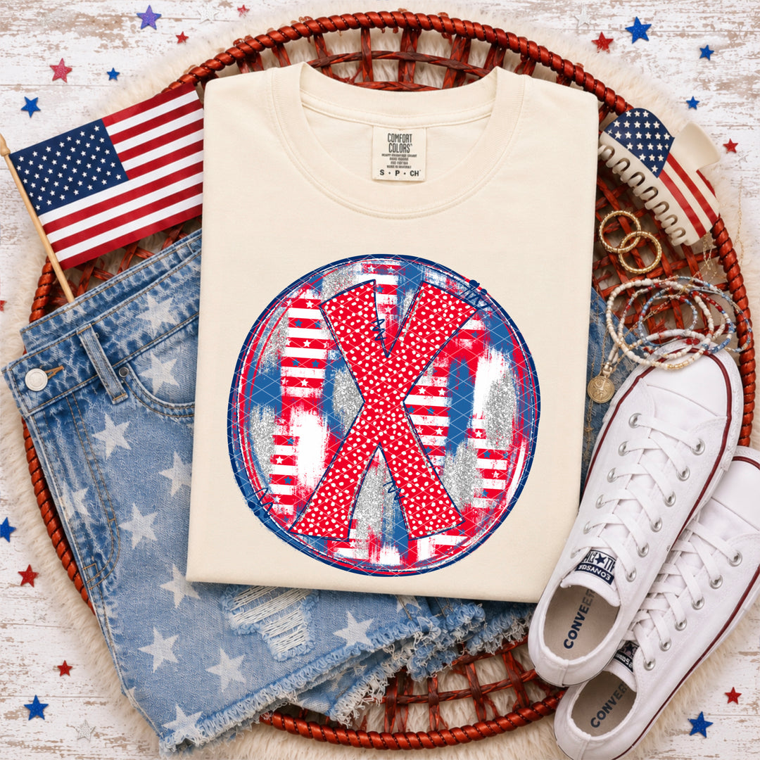 Patriotic Brush Strokes Letter Collection DTF Print