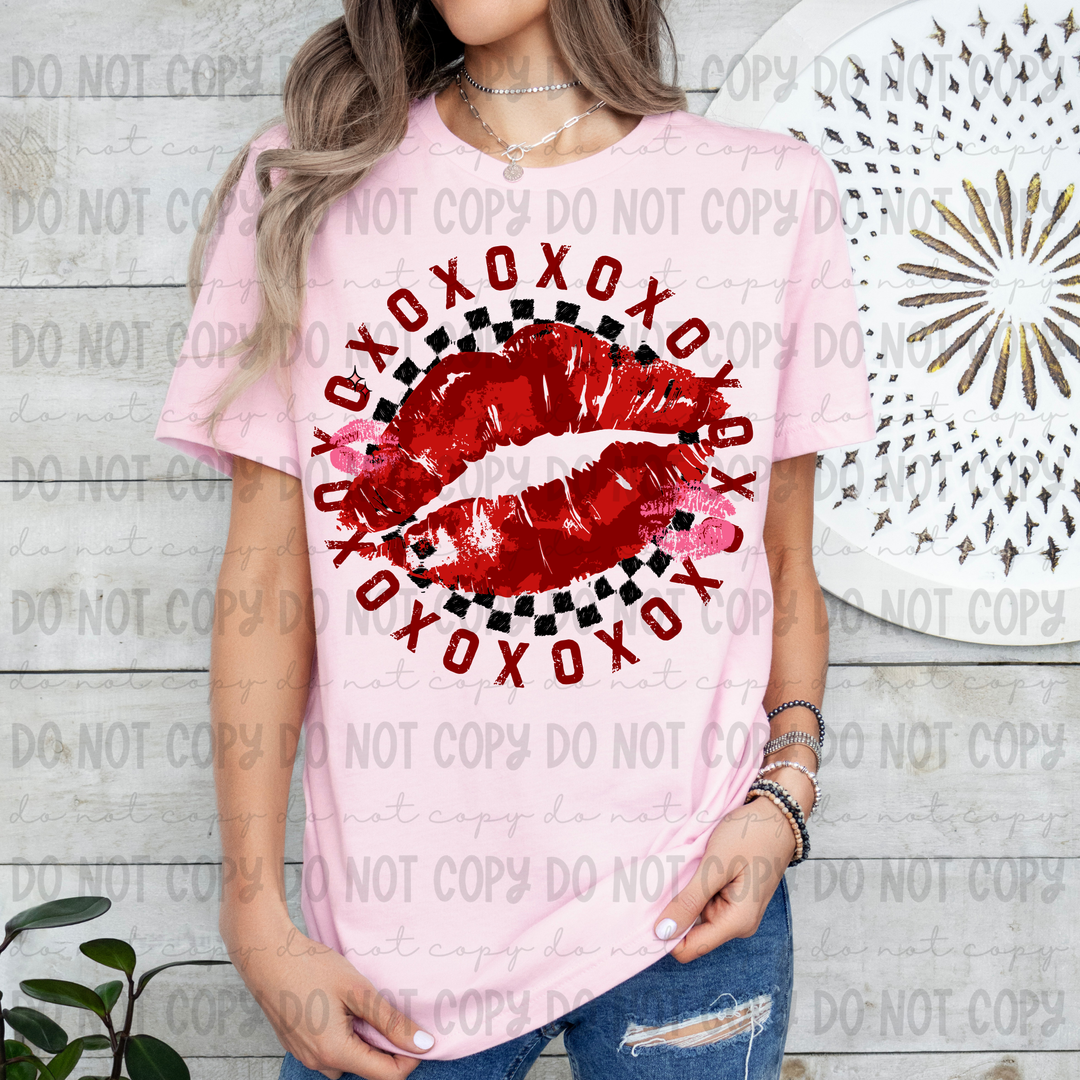 XOXO Lips Heart DTF Print